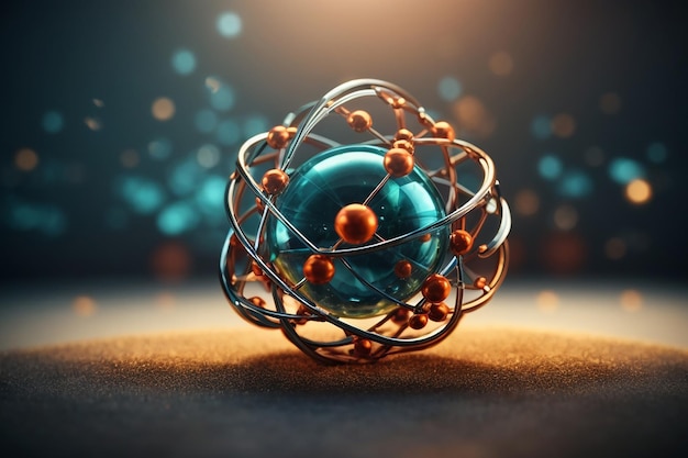 Foto 3d-darstellung einer atomsymbolstruktur