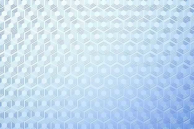 3D-Darstellung einer blauen Wabe Muster aus einfachen geometrischen sechseckigen Formen Mosaikhintergrund