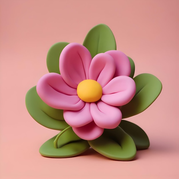 3D-Darstellung einer Blume aus Papier auf rosa Hintergrund
