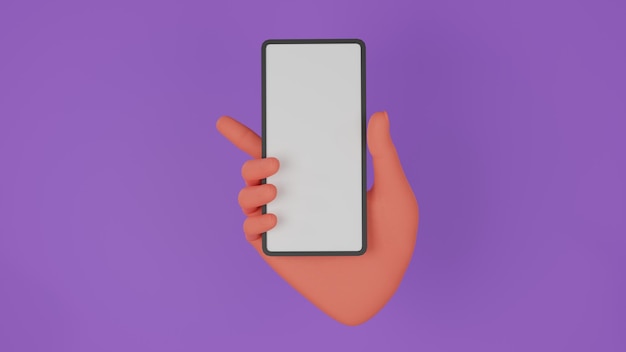 3D-Darstellung einer Hand, die ein Mobiltelefon hält