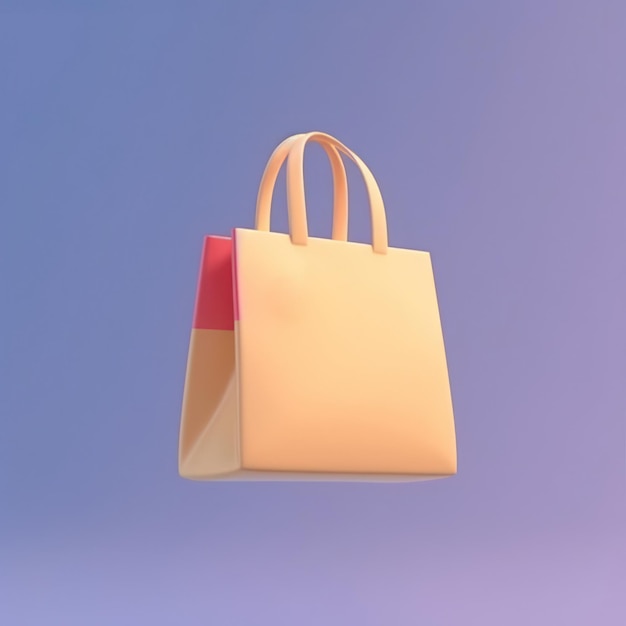 3D-Darstellung einer kreativen Geschenkbox und Einkaufstasche