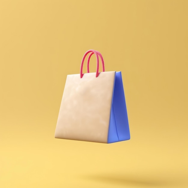 3D-Darstellung einer kreativen Geschenkbox und Einkaufstasche
