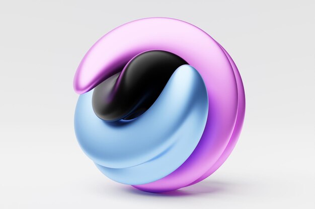 3D-Darstellung einer rosa und blauen Form. Fantastische Form. Einfache geometrische Formen
