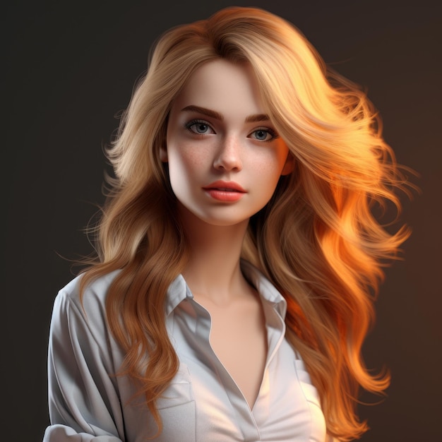3D-Darstellung einer schönen Frau mit langen Haaren
