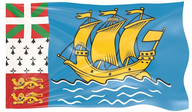 3D-Darstellung einer schwenkenden Flagge von St. Pierre und Miquelon