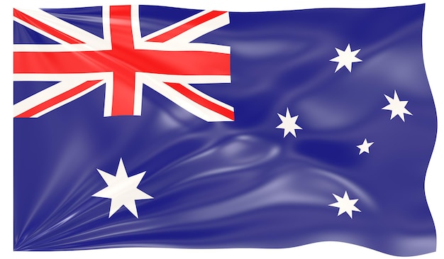3D-Darstellung einer wehenden Flagge Australiens