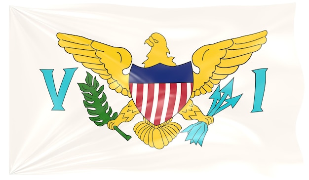 3D-Darstellung einer wehenden Flagge der amerikanischen Jungferninseln