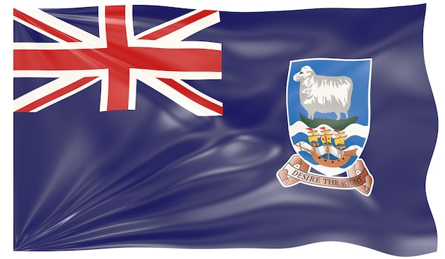 3D-Darstellung einer wehenden Flagge der Falklandinseln