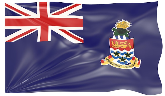 Foto 3d-darstellung einer wehenden flagge der kaimaninseln