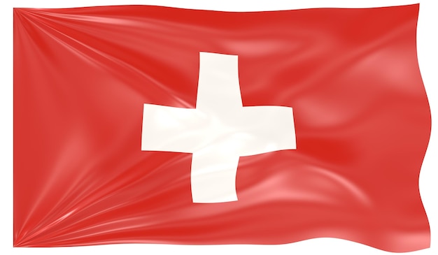 3D-Darstellung einer wehenden Flagge der Schweiz