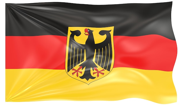 3D-Darstellung einer wehenden Flagge Deutschlands