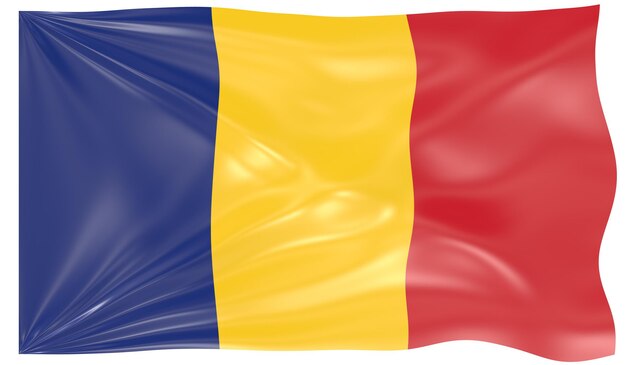 3D-Darstellung einer wehenden Flagge Rumäniens