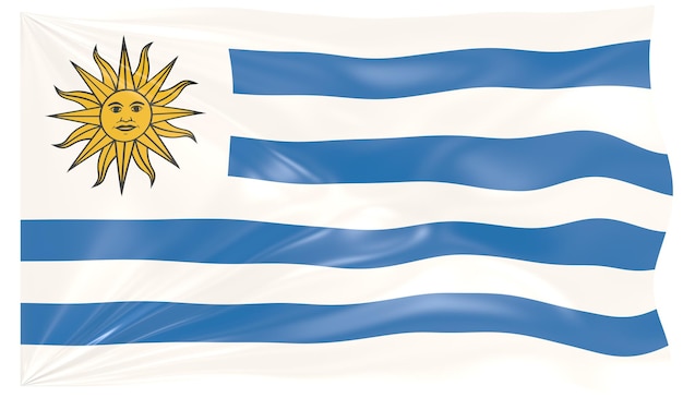 3D-Darstellung einer wehenden Flagge Uruguays