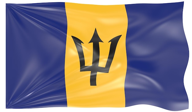 3D-Darstellung einer wehenden Flagge von Barbados