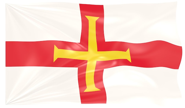 3D-Darstellung einer wehenden Flagge von Guernsey Bailiwick