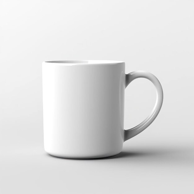 3D-Darstellung einer weißen Tasse, isoliert auf weißem Hintergrund