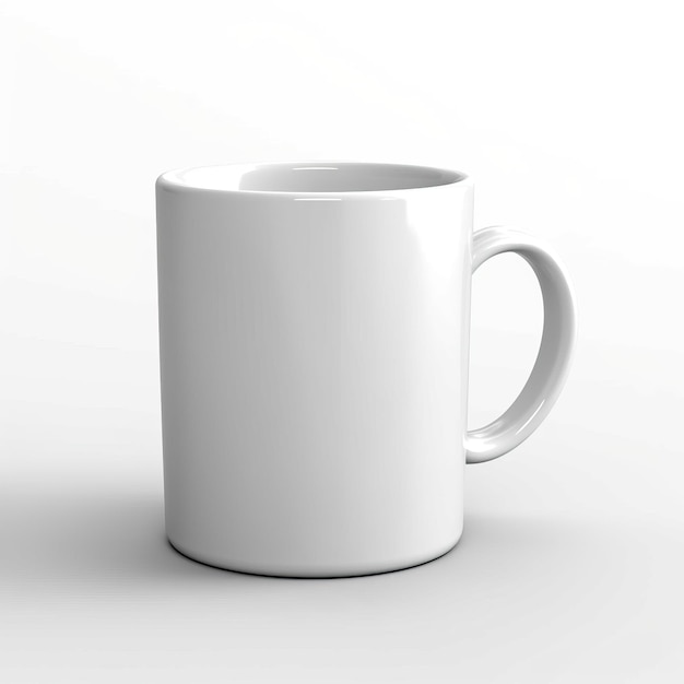 3D-Darstellung einer weißen Tasse, isoliert auf weißem Hintergrund