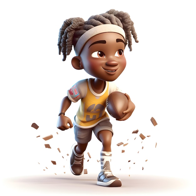 3D-Darstellung eines afroamerikanischen kleinen Mädchens, das Boxen spielt