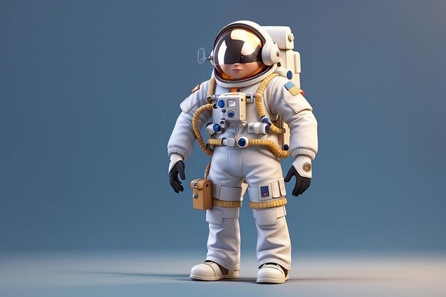 3D-Darstellung eines auf dem Hintergrund isolierten Astronauten. 3D-Darstellung im Cartoon-Stil