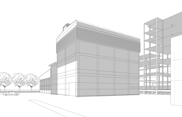 3D-Darstellung eines Bauprojekts