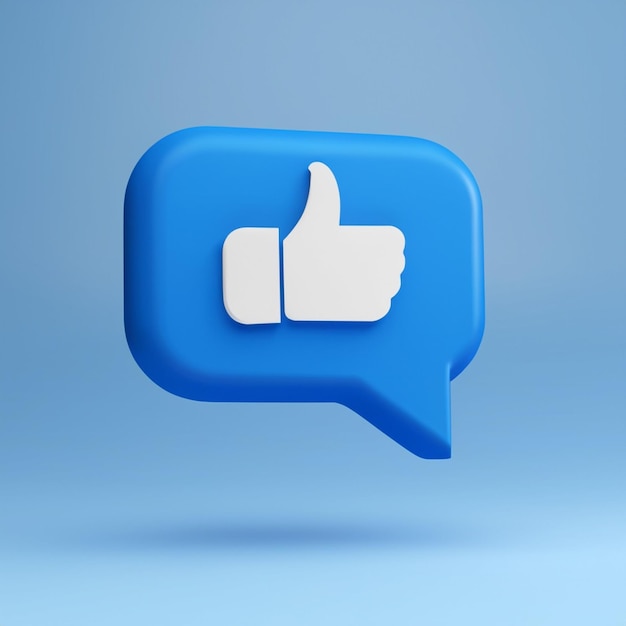 3D-Darstellung eines blauen Symbols in der Sprechblase Social-Media-Konzept