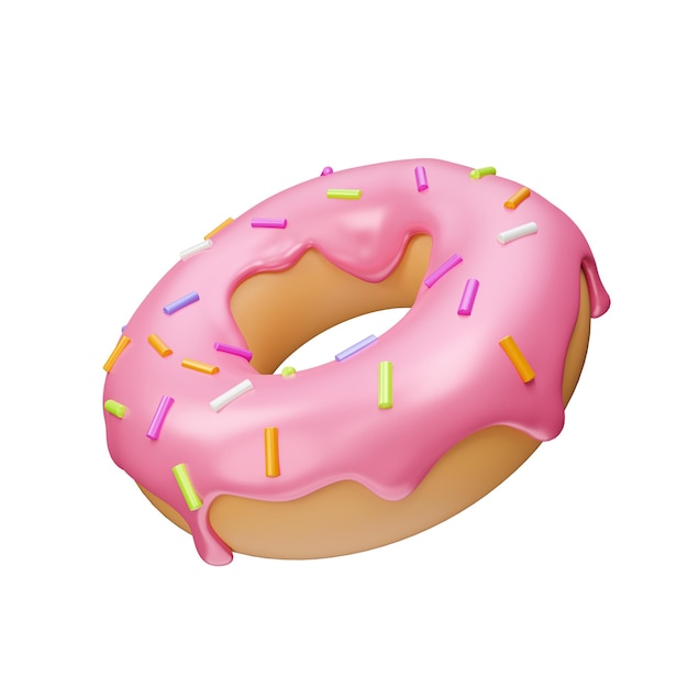 3D-Darstellung eines Donuts isoliert auf weißem Hintergrund
