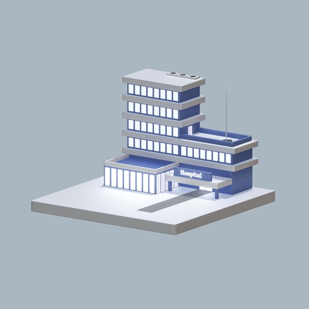 3D-Darstellung eines Gebäudes