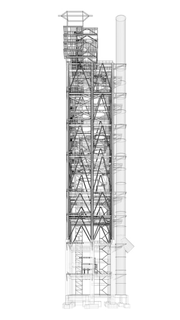 Foto 3d-darstellung eines industriegebäudes