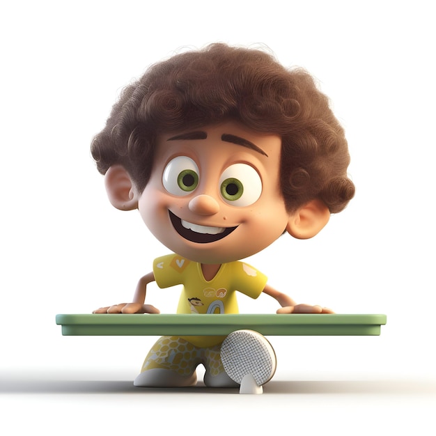 3D-Darstellung eines kleinen Jungen, der lächelt und in die Kamera schaut