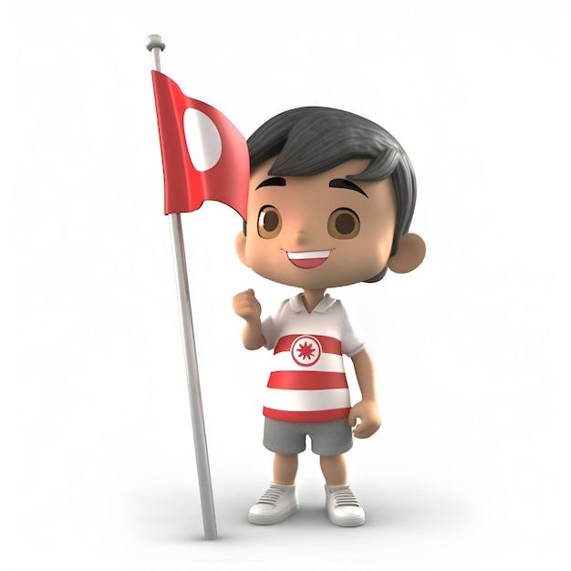 3D-Darstellung eines kleinen Jungen mit der Flagge Tongas