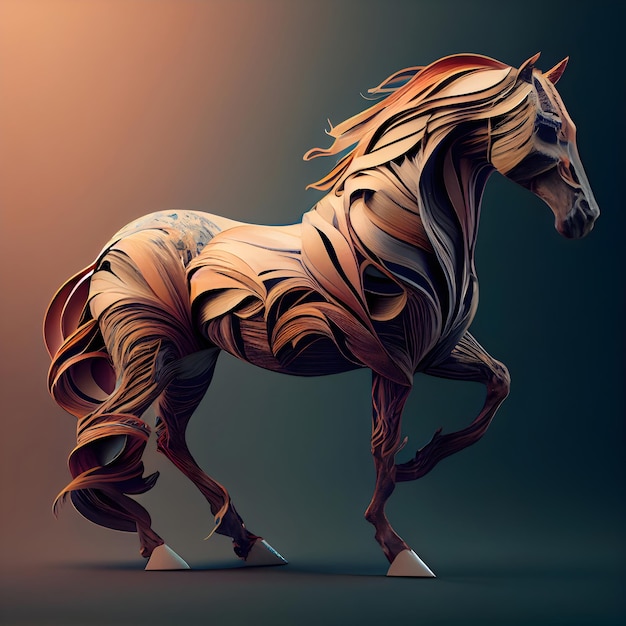 3D-Darstellung eines Pferdes in Form einer Mähne