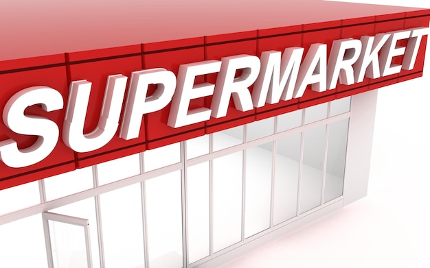 3D-Darstellung eines Supermarkts