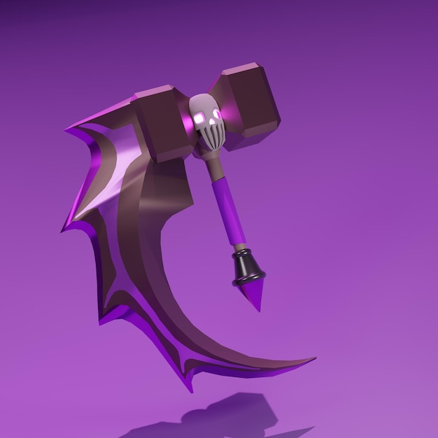 3D-Darstellung eines violetten Hammers mit violettem Griff und violettem Hintergrund