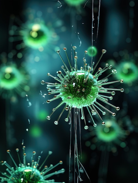 Foto 3d-darstellung eines virus im körper