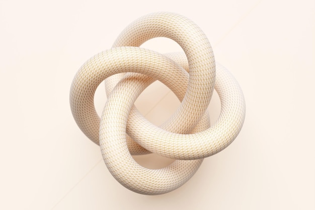 3D-Darstellung eines weißen Knotens Fantastische Form Einfache geometrische Formen