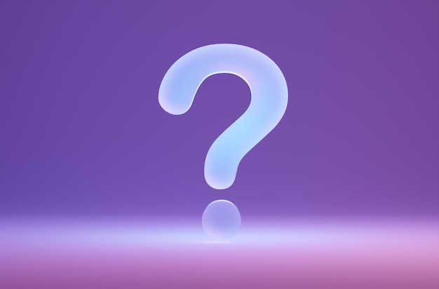 3D-Darstellung Fragezeichen auf violettem Hintergrund