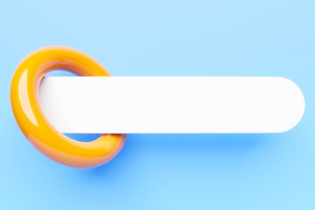 3D-Darstellung Gestaltungselement der Suchleiste mit gelbem Torus auf blauem Hintergrund Suchleiste für mobile Anwendungen für Websites und Benutzeroberflächen