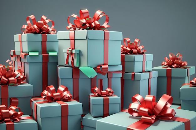 3D-Darstellung gestapelter Geschenkboxen