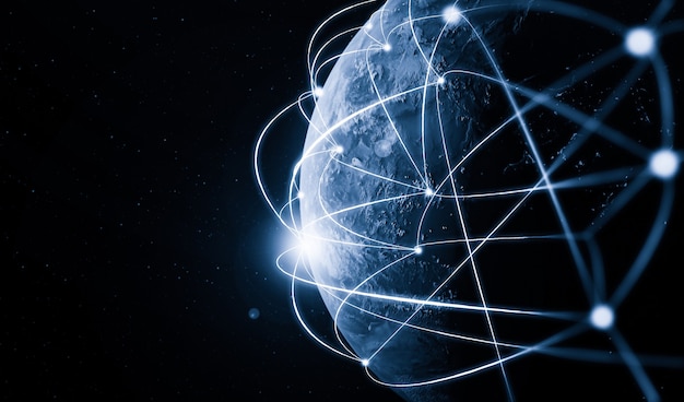 3D-Darstellung globale moderne kreative Kommunikation und Internet-Netzwerkkarte