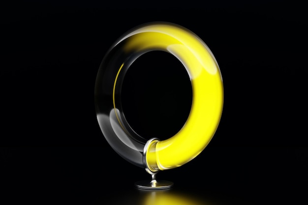 3D-Darstellung Kreisförmiger Ladebalken mit einem Indikator in der Mitte im gelben Bereich Ringe des Fortschritts