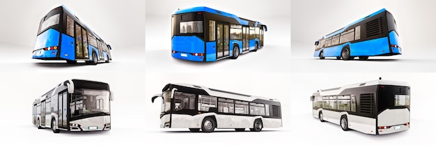 3D-Darstellung Mediun Stadtbus auf einem weißen isolierten Hintergrund 3D-Rendering