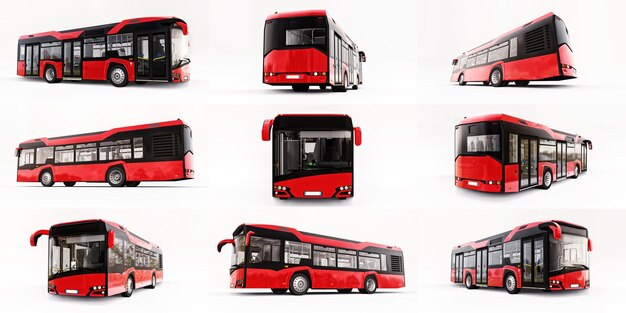 3D-Darstellung Mediun Stadtbus auf einem weißen isolierten Hintergrund 3D-Rendering