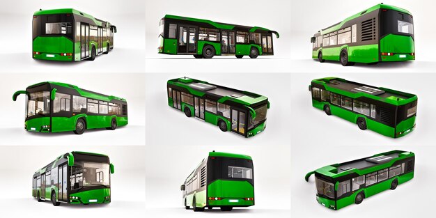 3D-Darstellung Mediun Stadtbus auf einem weißen isolierten Hintergrund 3D-Rendering