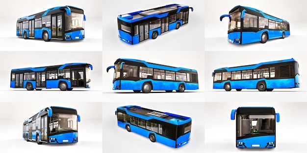 3D-Darstellung Mediun Stadtbus auf einem weißen isolierten Hintergrund 3D-Rendering