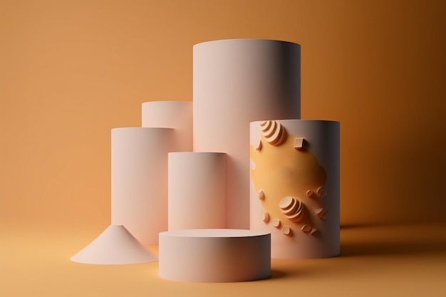 3D-Darstellung Mockup. Podiumsmodell. Modell für kosmetische Produkte.