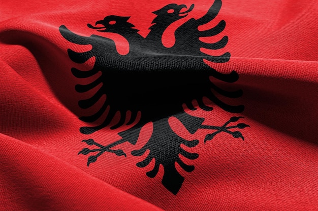 3D-Darstellung Nahaufnahme Flagge Albaniens