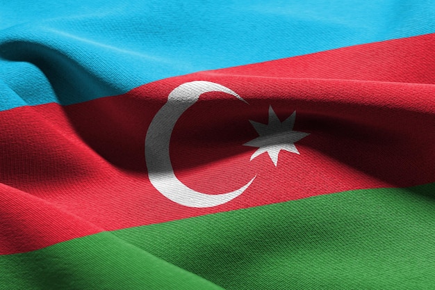 3D-Darstellung Nahaufnahme Flagge Aserbaidschans
