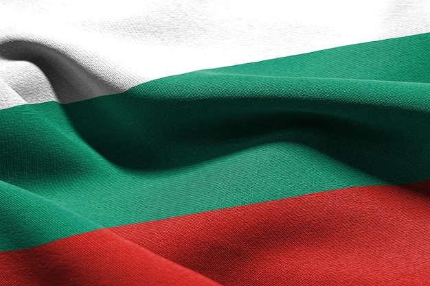 3D-Darstellung Nahaufnahme Flagge Bulgariens