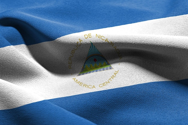 3D-Darstellung Nahaufnahme Flagge Nicaraguas