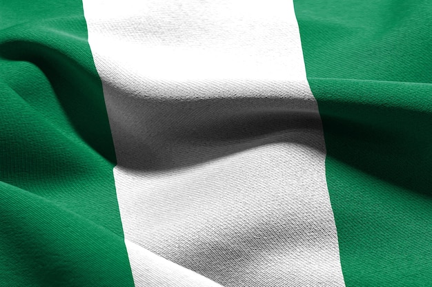 3D-Darstellung Nahaufnahme Flagge Nigerias